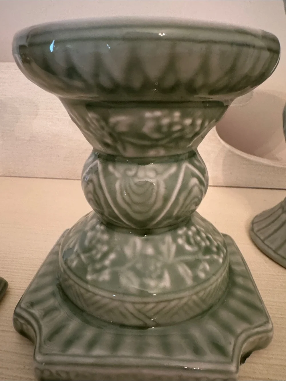 Ceramic Green Decorative Candle Holders Set - Brand Unspecified